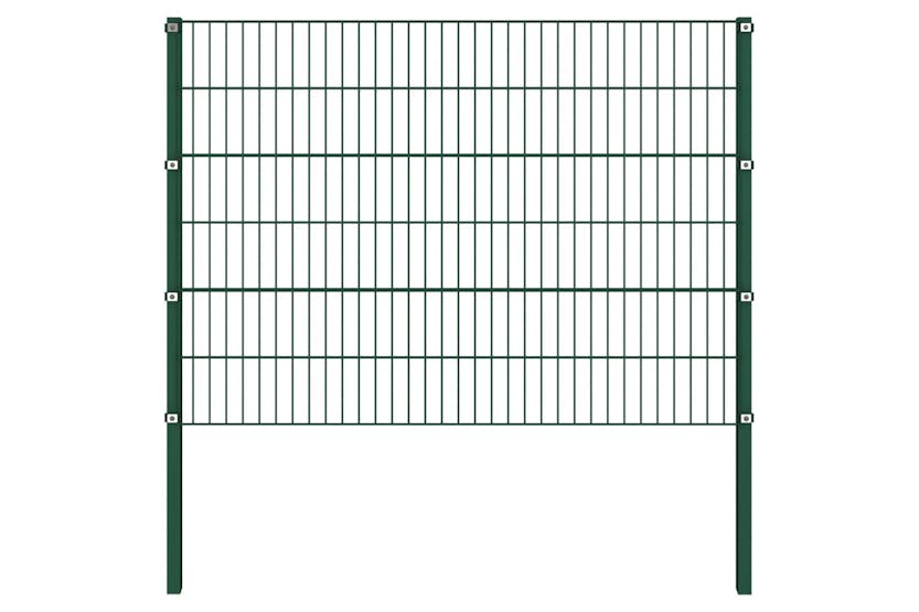 vidaXL 278669 Fence Panel With Posts Iron 15.3x1.2 M Green vidaXL 278669 Fence Panel With Posts Iron 15.3x1.2 M Green