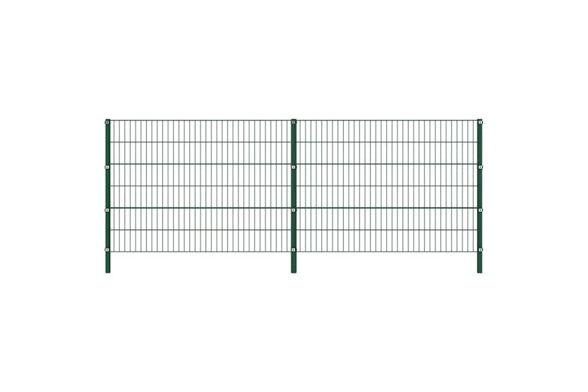 vidaXL 278662 Fence Panel With Posts Iron 3.4x1.2 M Green vidaXL 278662 Fence Panel With Posts Iron 3.4x1.2 M Green