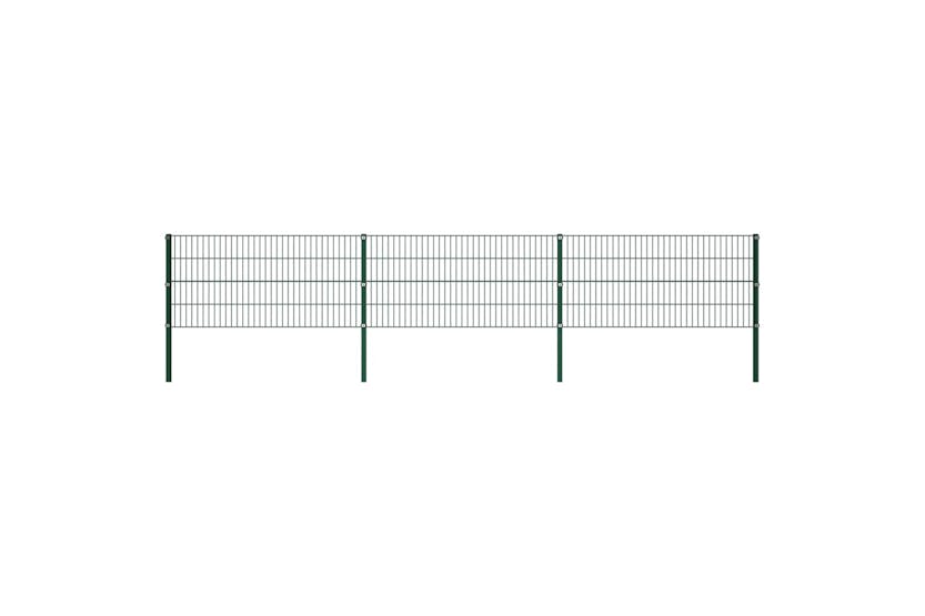 vidaXL 278606 Fence Panel With Posts Iron 5.1x0.8 M Green vidaXL 278606 Fence Panel With Posts Iron 5.1x0.8 M Green