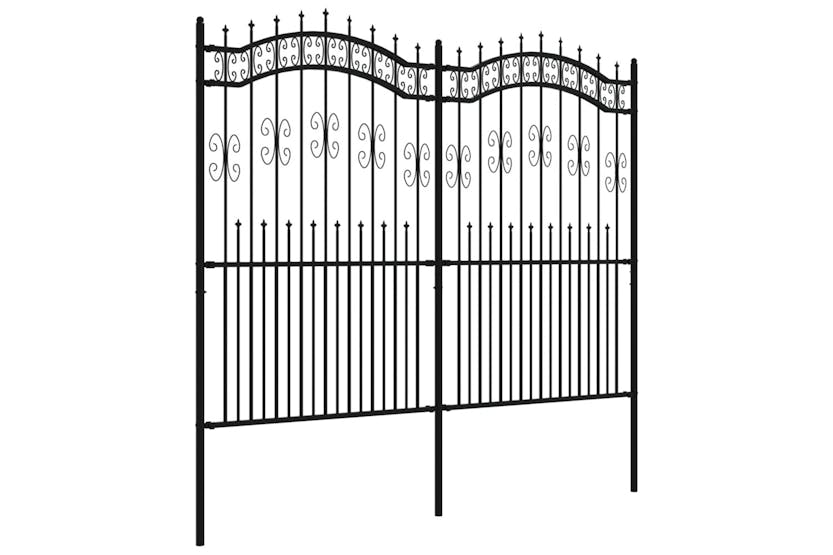 vidaXL 151088 Garden Fence With Spear Top Black 222cm Powder-coated Steel vidaXL 151088 Garden Fence With Spear Top Black 222cm Powder-coated Steel