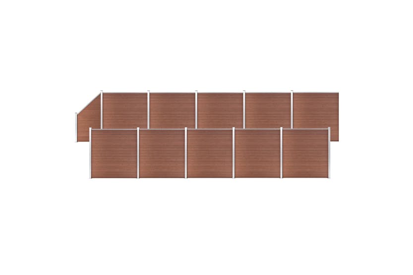 vidaXL 3053224 Wpc Fence Set 10 Square + 1 Slanted 1830x186cm Brown vidaXL 3053224 Wpc Fence Set 10 Square + 1 Slanted 1830x186cm Brown
