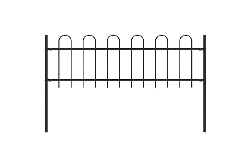 Vidaxl Garden Fence With Hoop Top Steel 1.8 M Black Vidaxl Garden Fence With Hoop Top Steel 1.8 M Black