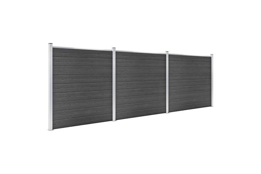 vidaXL 3070430 Fence Panel Set Wpc 526x186cm Black vidaXL 3070430 Fence Panel Set Wpc 526x186cm Black