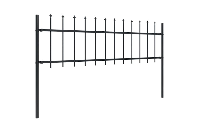 vidaXL 277602 Garden Fence With Spear Top Steel 17x0.6 M Black vidaXL 277602 Garden Fence With Spear Top Steel 17x0.6 M Black