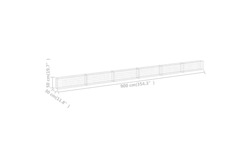 vidaXL 147816 Gabion Wall With Covers Galvanised Steel 900x30x50cm vidaXL 147816 Gabion Wall With Covers Galvanised Steel 900x30x50cm