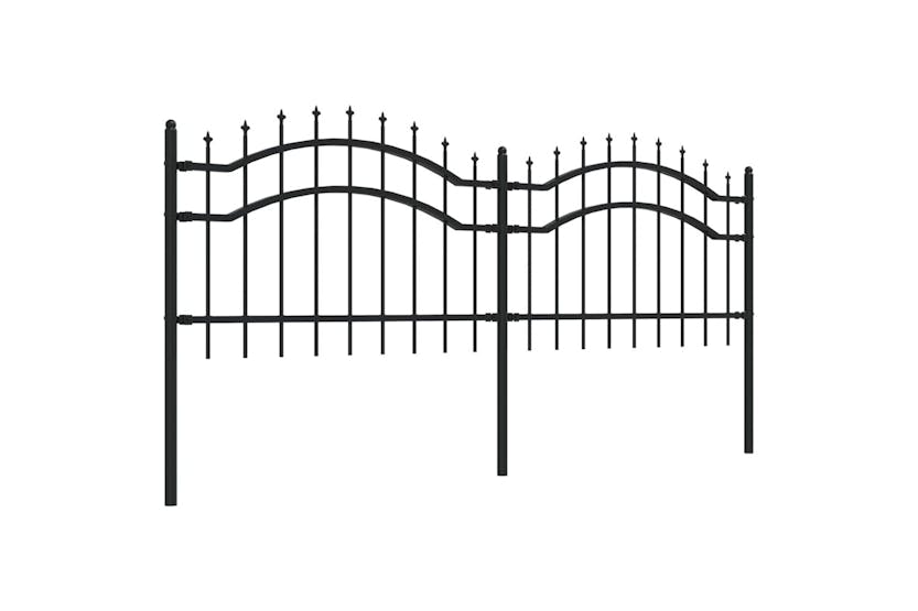 vidaXL 151079 Garden Fence With Spear Top Black 115cm Powder-coated Steel vidaXL 151079 Garden Fence With Spear Top Black 115cm Powder-coated Steel
