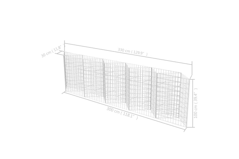 vidaXL 142537 Gabion Basket Galvanised Steel 300x30x100cm vidaXL 142537 Gabion Basket Galvanised Steel 300x30x100cm