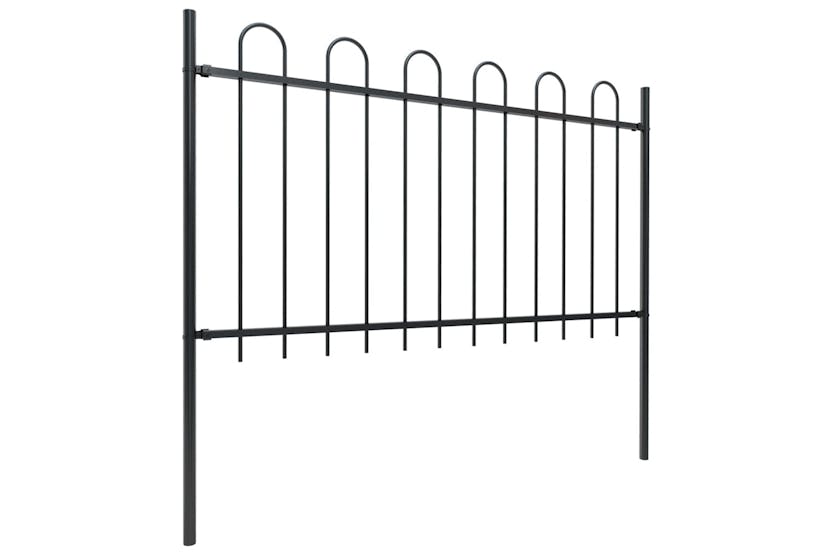 vidaXL 277660 Garden Fence With Hoop Top Steel 8.5x1 M Black vidaXL 277660 Garden Fence With Hoop Top Steel 8.5x1 M Black