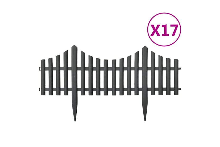 vidaXL 314682 Lawn Edgings 17 Pcs Anthracite 10 M Pp vidaXL 314682 Lawn Edgings 17 Pcs Anthracite 10 M Pp