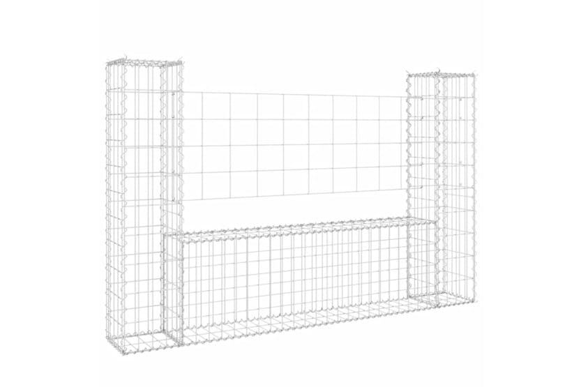 vidaXL 151275 U-shape Gabion Basket With 2 Posts Iron 140x20x100cm vidaXL 151275 U-shape Gabion Basket With 2 Posts Iron 140x20x100cm