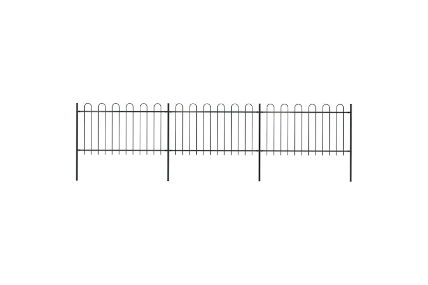 vidaXL 277658 Garden Fence With Hoop Top Steel 5.1x1 M Black vidaXL 277658 Garden Fence With Hoop Top Steel 5.1x1 M Black