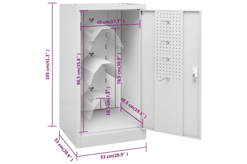 vidaXL 339604 Saddle Cabinet Light Grey 53x53x105cm Steel vidaXL 339604 Saddle Cabinet Light Grey 53x53x105cm Steel
