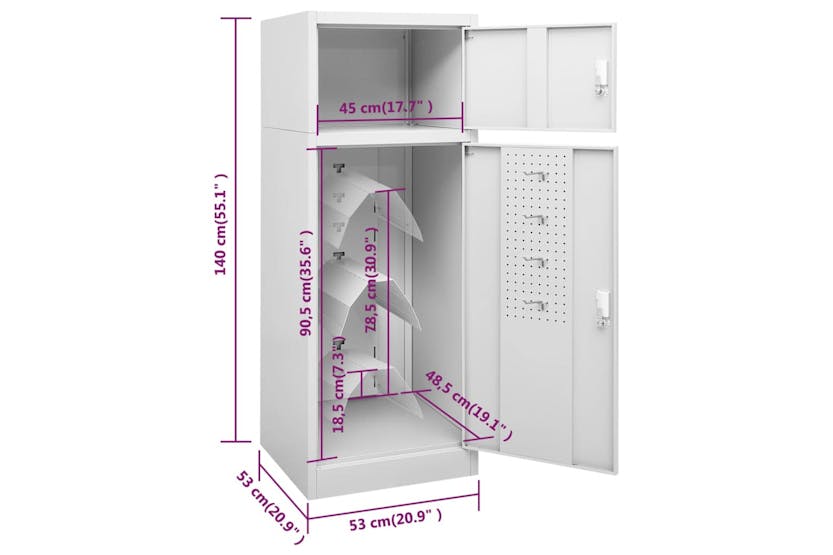 vidaXL 339600 Saddle Cabinet Light Grey 53x53x140cm Steel vidaXL 339600 Saddle Cabinet Light Grey 53x53x140cm Steel