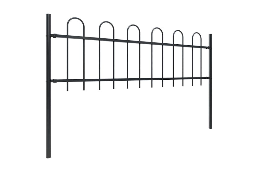 vidaXL 277645 Garden Fence With Hoop Top Steel 13.6x0.6 M Black vidaXL 277645 Garden Fence With Hoop Top Steel 13.6x0.6 M Black
