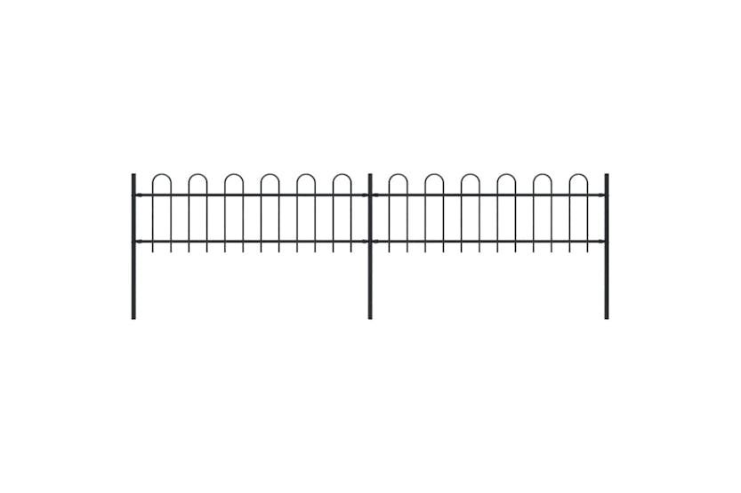 vidaXL 277639 Garden Fence With Hoop Top Steel 3.4x0.6 M Black vidaXL 277639 Garden Fence With Hoop Top Steel 3.4x0.6 M Black