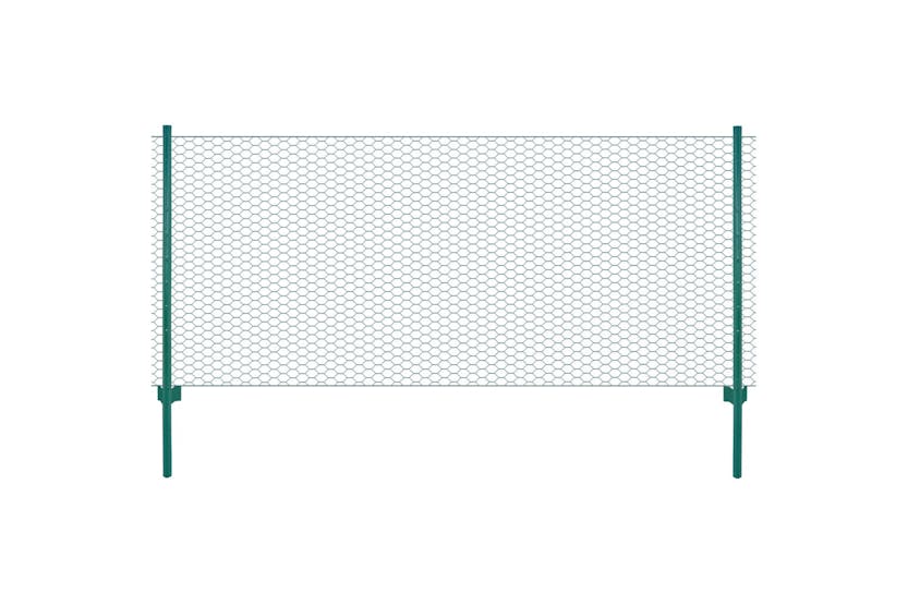 vidaXL 144608 Wire Mesh Fence With Posts Steel 25x0.5 M Green vidaXL 144608 Wire Mesh Fence With Posts Steel 25x0.5 M Green