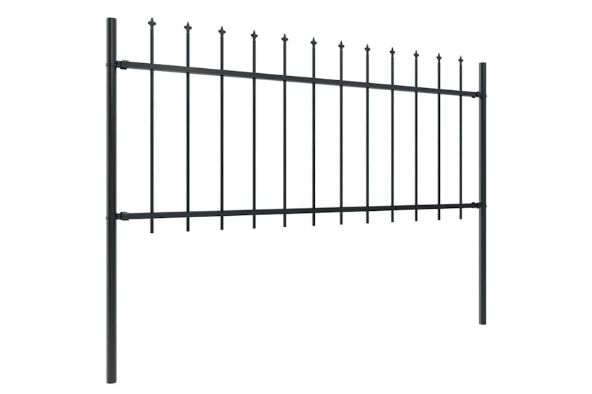 vidaXL 277608 Garden Fence With Spear Top Steel 11.9x0.8 M Black vidaXL 277608 Garden Fence With Spear Top Steel 11.9x0.8 M Black