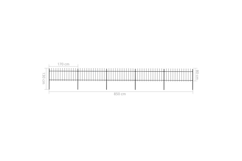 vidaXL 277606 Garden Fence With Spear Top Steel 8.5x0.8 M Black vidaXL 277606 Garden Fence With Spear Top Steel 8.5x0.8 M Black