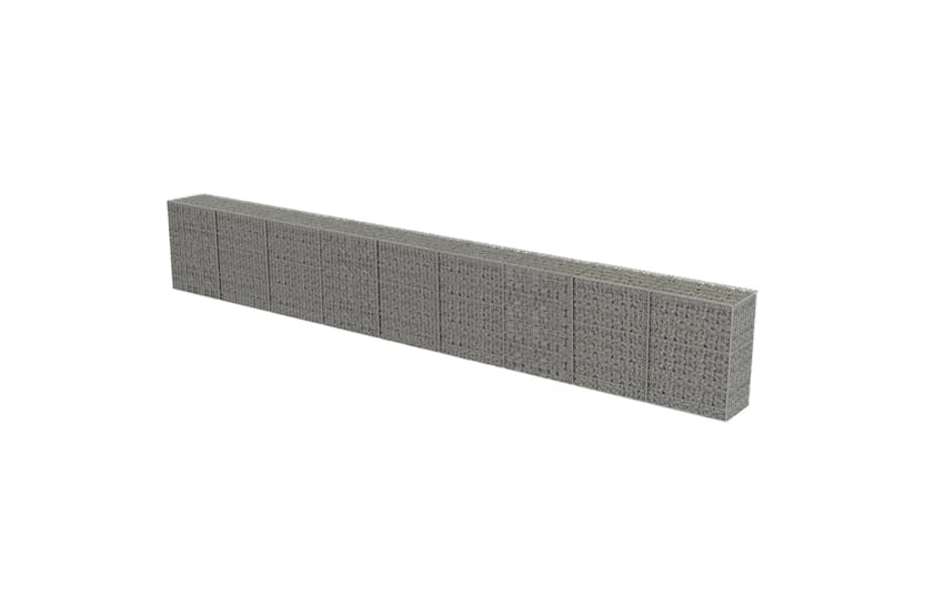 vidaXL 143588 Gabion Wall With Covers Galvanised Steel 900x50x100cm vidaXL 143588 Gabion Wall With Covers Galvanised Steel 900x50x100cm