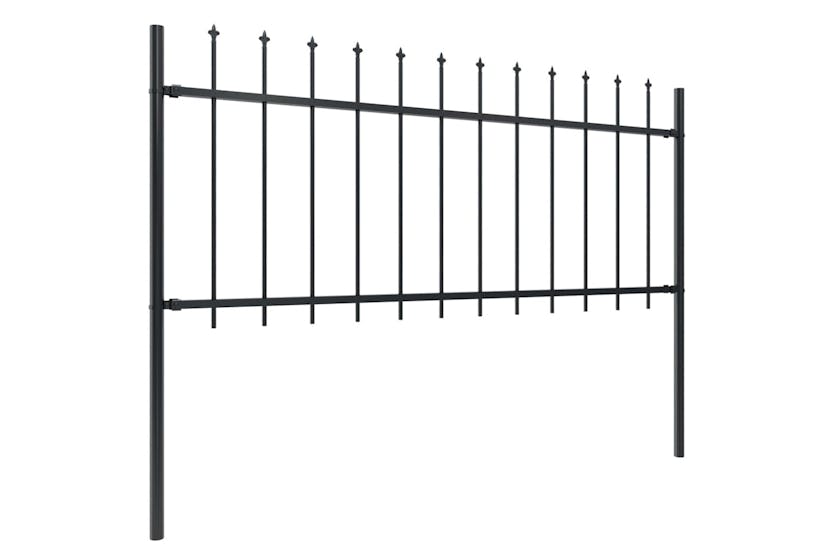 vidaXL 277609 Garden Fence With Spear Top Steel 13.6x0.8 M Black vidaXL 277609 Garden Fence With Spear Top Steel 13.6x0.8 M Black