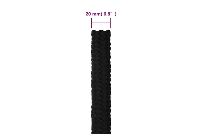 vidaXL 152842 Work Rope Black 20mm 100 M Polyester vidaXL 152842 Work Rope Black 20mm 100 M Polyester