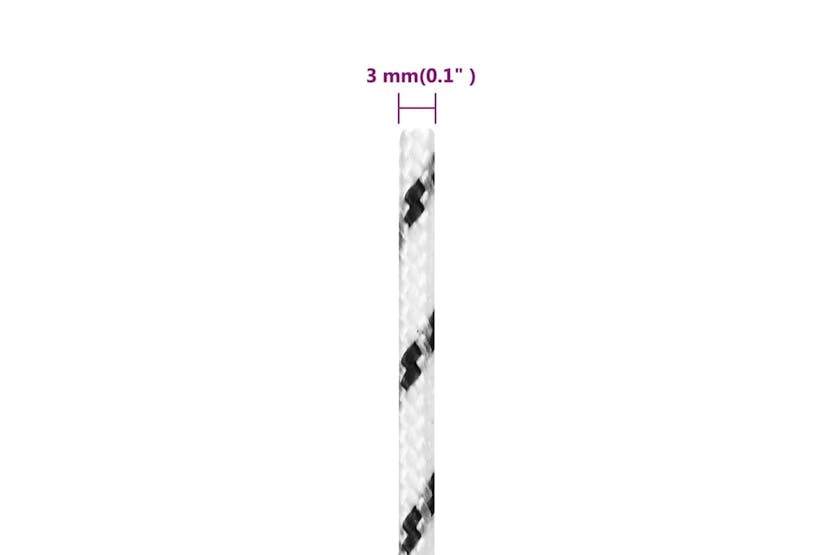 vidaXL 152749 Braided Boat Rope White 3mmx250 M Polyester vidaXL 152749 Braided Boat Rope White 3mmx250 M Polyester
