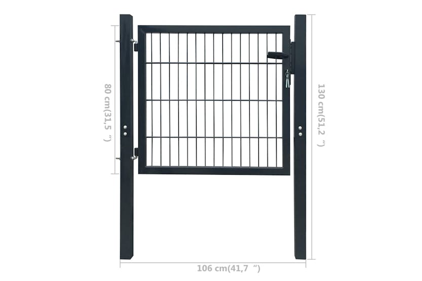 vidaXL 141740 2d Fence Gate (single) Anthracite Grey 106 X 130cm vidaXL 141740 2d Fence Gate (single) Anthracite Grey 106 X 130cm
