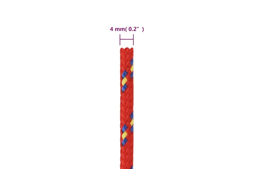 vidaXL 152382 Boat Rope Red 4mm 100 M Polypropylene vidaXL 152382 Boat Rope Red 4mm 100 M Polypropylene