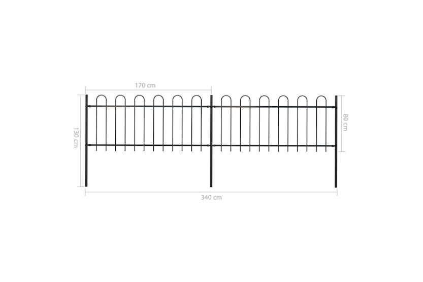 vidaXL 277648 Garden Fence With Hoop Top Steel 3.4x0.8 M Black vidaXL 277648 Garden Fence With Hoop Top Steel 3.4x0.8 M Black