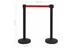 vidaXL 51161 Stanchion With Belt Airport Barrier Steel Black vidaXL 51161 Stanchion With Belt Airport Barrier Steel Black