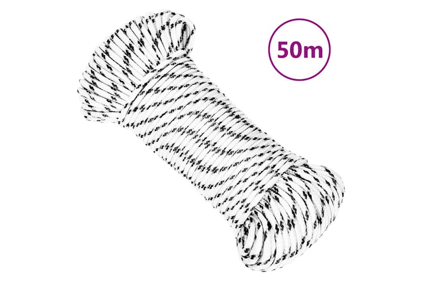 vidaXL 152747 Braided Boat Rope White 3mmx50 M Polyester vidaXL 152747 Braided Boat Rope White 3mmx50 M Polyester