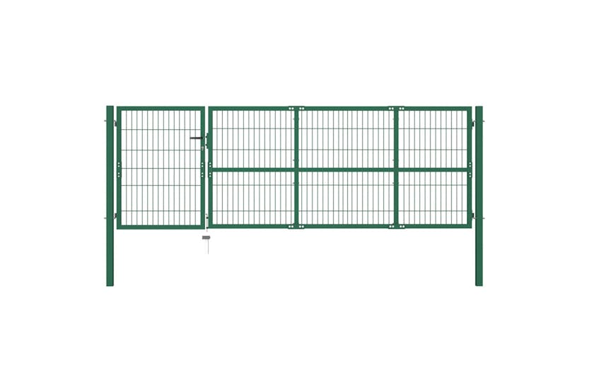 vidaXL 142569 Garden Fence Gate With Posts 350x100cm Steel Green vidaXL 142569 Garden Fence Gate With Posts 350x100cm Steel Green