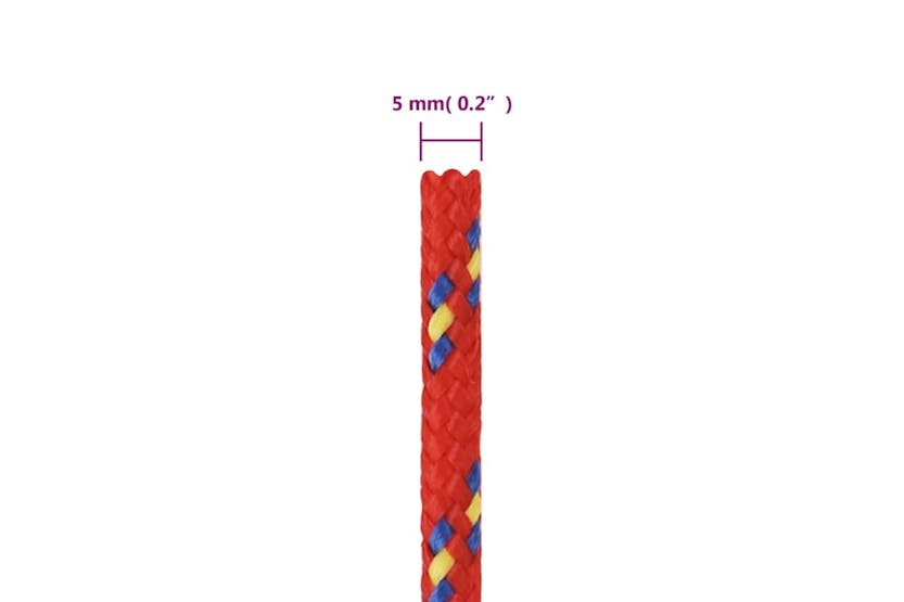 vidaXL 152385 Boat Rope Red 5mm 25 M Polypropylene vidaXL 152385 Boat Rope Red 5mm 25 M Polypropylene