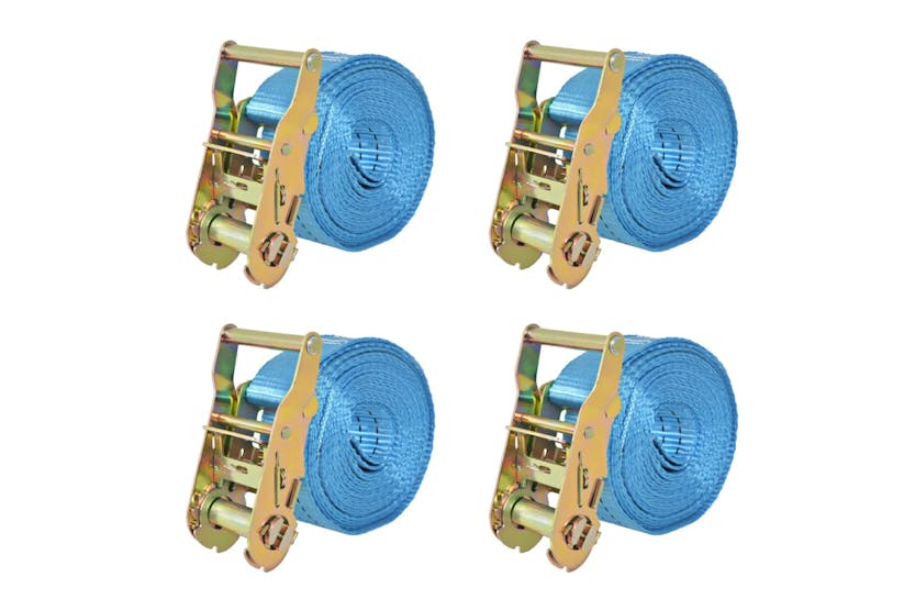 vidaXL 142654 Ratchet Tie Down Straps 4 Pcs 2 Tonnes 6mx38mm Blue vidaXL 142654 Ratchet Tie Down Straps 4 Pcs 2 Tonnes 6mx38mm Blue