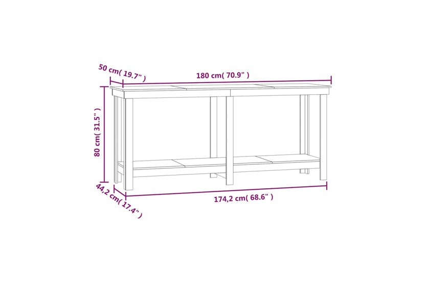 vidaXL 822513 Work Bench Grey 180x50x80cm Solid Wood Pine vidaXL 822513 Work Bench Grey 180x50x80cm Solid Wood Pine