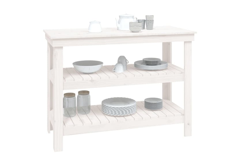 vidaXL 823645 Work Bench White 110.5x50x80cm Solid Wood Pine vidaXL 823645 Work Bench White 110.5x50x80cm Solid Wood Pine