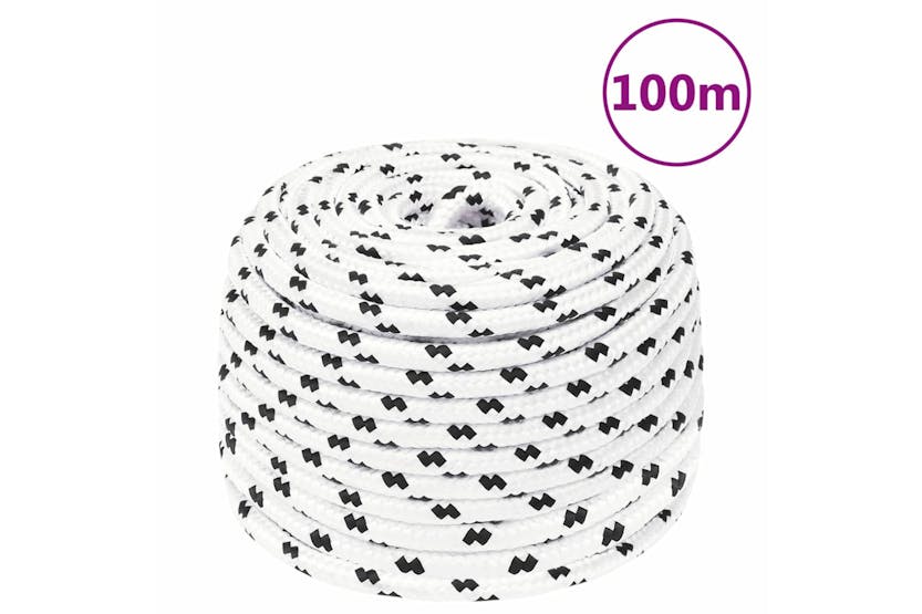 vidaXL 152763 Braided Boat Rope White 6mmx100 M Polyester vidaXL 152763 Braided Boat Rope White 6mmx100 M Polyester