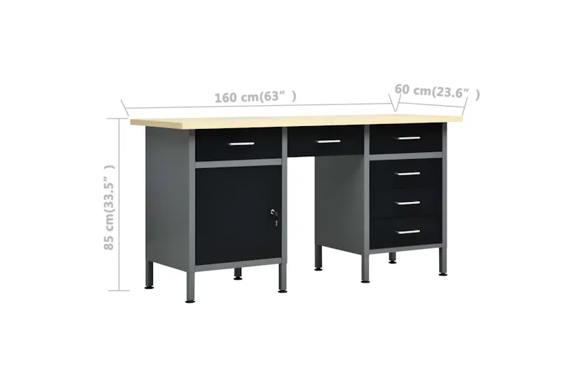 vidaXL 145347 Workbench Black 160x60x85cm Steel vidaXL 145347 Workbench Black 160x60x85cm Steel