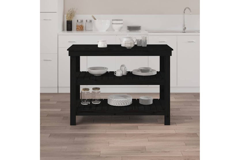 vidaXL 823648 Work Bench Black 110.5x50x80cm Solid Wood Pine vidaXL 823648 Work Bench Black 110.5x50x80cm Solid Wood Pine