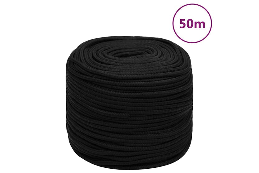 vidaXL 152813 Work Rope Black 6mm 50 M Polyester vidaXL 152813 Work Rope Black 6mm 50 M Polyester