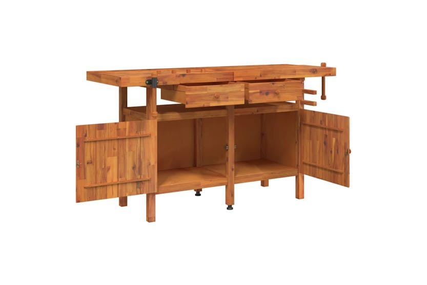 VidaXL 153324 Workbench With Drawers And Vices 162x62x83cm Solid Wood Acacia VidaXL 153324 Workbench With Drawers And Vices 162x62x83cm Solid Wood Acacia