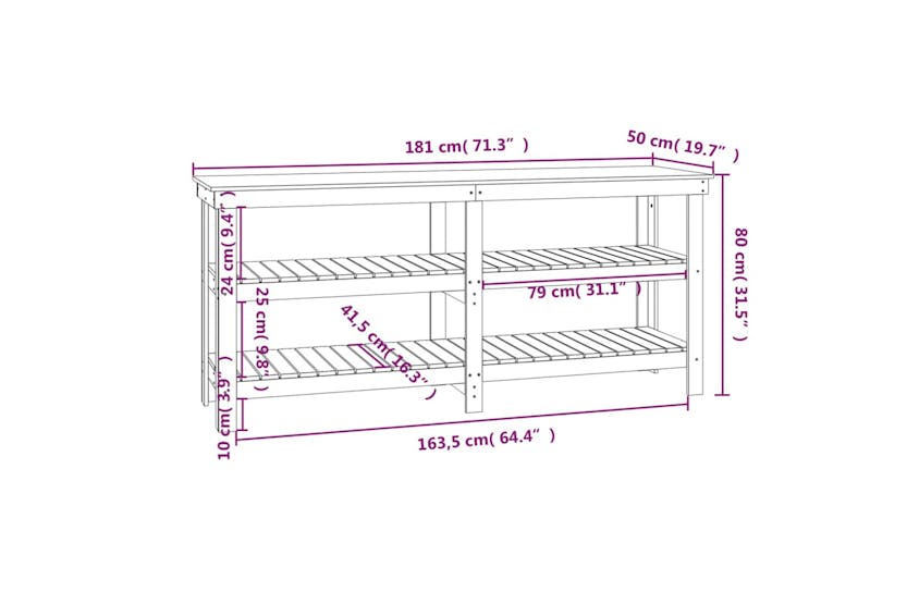 VidaXL 823657 Work Bench Honey Brown 181x50x80cm Solid Wood Pine VidaXL 823657 Work Bench Honey Brown 181x50x80cm Solid Wood Pine