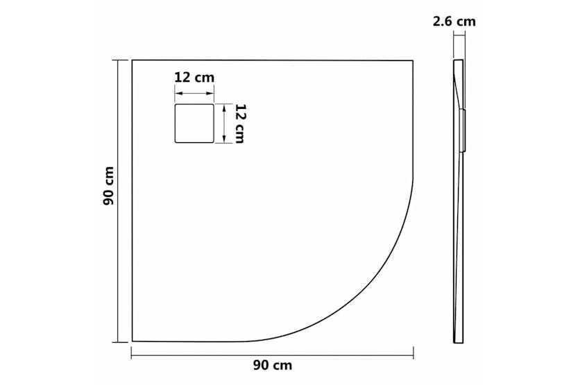 vidaXL 148937 Shower Base Tray Smc Grey 90x90cm vidaXL 148937 Shower Base Tray Smc Grey 90x90cm