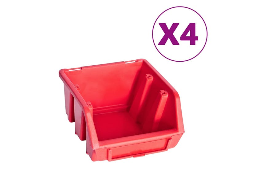 vidaXL 150817 8 Piece Storage Bin Kit With Wall Panel Red And Black vidaXL 150817 8 Piece Storage Bin Kit With Wall Panel Red And Black