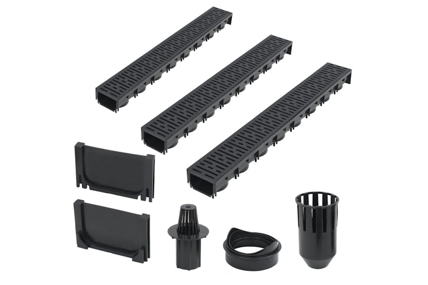vidaXL 142878 Drainage Channels 3 Pcs Plastic 3 M vidaXL 142878 Drainage Channels 3 Pcs Plastic 3 M