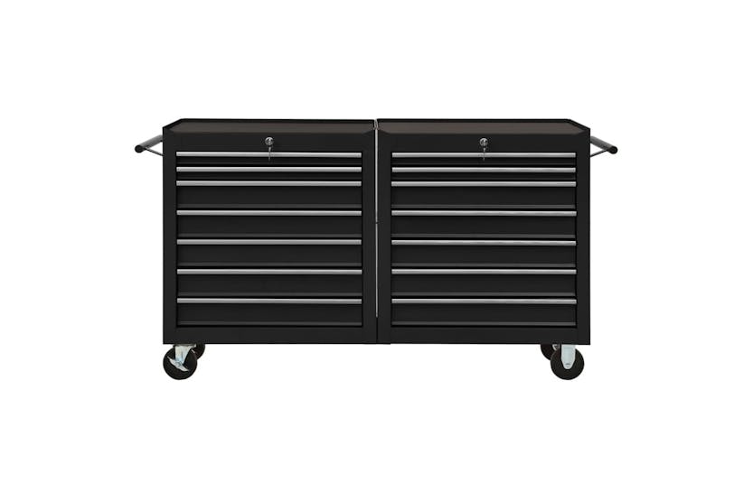 vidaXL 3056736 Tool Trolley With 14 Drawers Steel Black (147185+147186) vidaXL 3056736 Tool Trolley With 14 Drawers Steel Black (147185+147186)