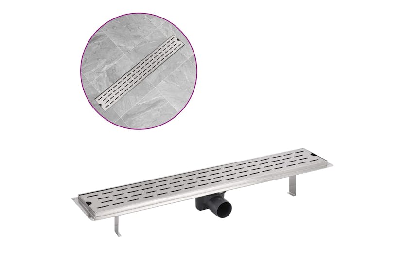 vidaXL 142179 Linear Shower Drain Line 730x140mm Stainless Steel vidaXL 142179 Linear Shower Drain Line 730x140mm Stainless Steel