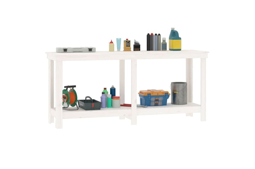 vidaXL 822512 Work Bench White 180x50x80cm Solid Wood Pine vidaXL 822512 Work Bench White 180x50x80cm Solid Wood Pine