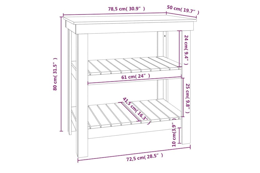 vidaXL 823640 Work Bench White 78.5x50x80cm Solid Wood Pine vidaXL 823640 Work Bench White 78.5x50x80cm Solid Wood Pine