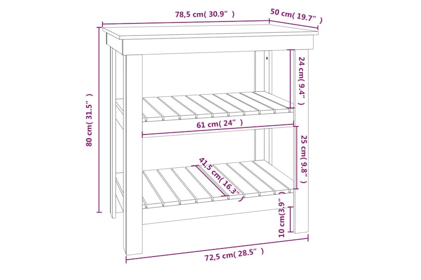 vidaXL 823641 Work Bench Grey 78.5x50x80cm Solid Wood Pine vidaXL 823641 Work Bench Grey 78.5x50x80cm Solid Wood Pine